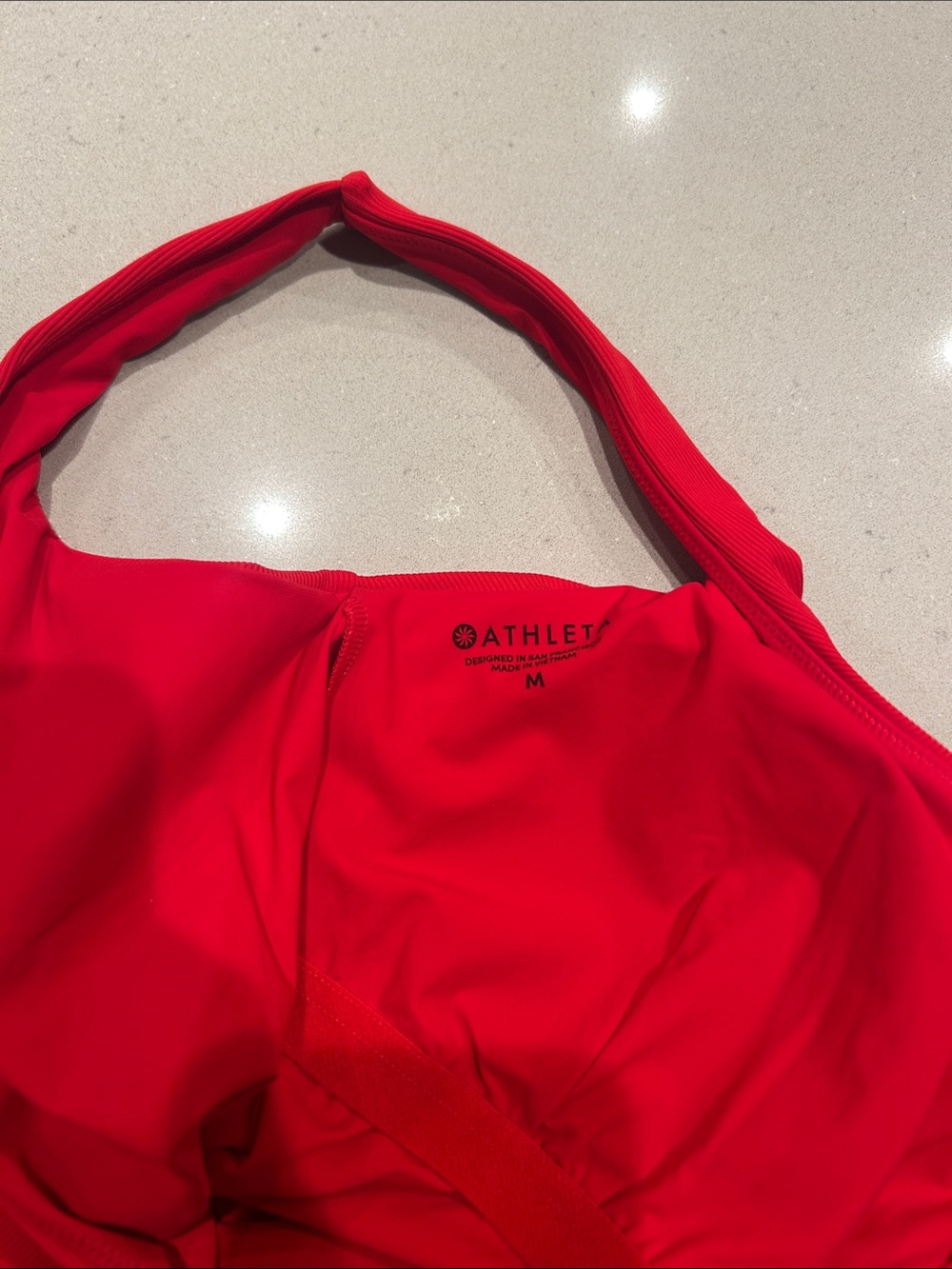 NWT Athleta scoop low back Bright Red One-Piece Swim Suit size Medium - Picture 3 of 4